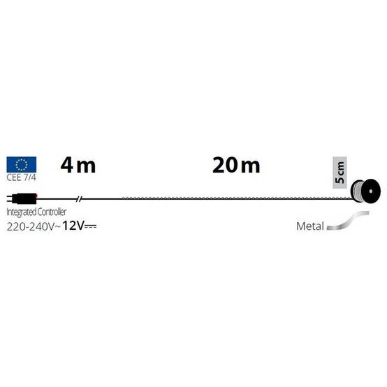 Guirlande lumineuse 20M 400 MicroLED blanc chaud 8 modes câble métal argenté 12V Lotti - Image 2