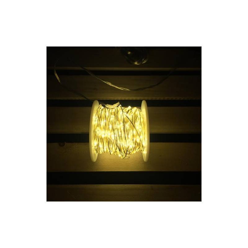 Guirlande lumineuse 20M 400 MicroLED blanc chaud 8 modes câble métal argenté 12V Lotti - Image 4