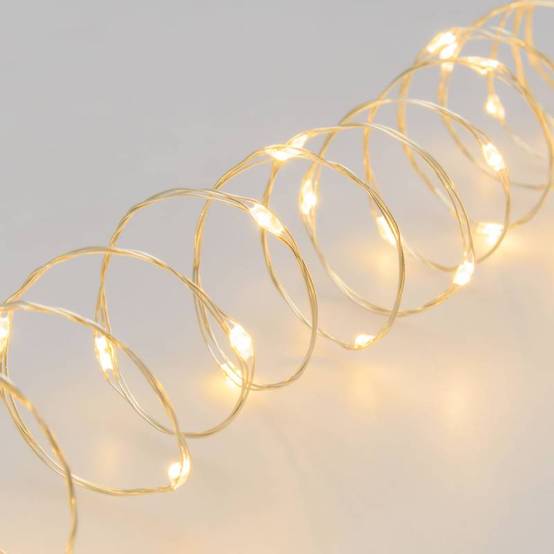 Guirlande lumineuse 20M 400 MicroLED blanc chaud 8 modes câble métal argenté 12V Lotti - Image 1