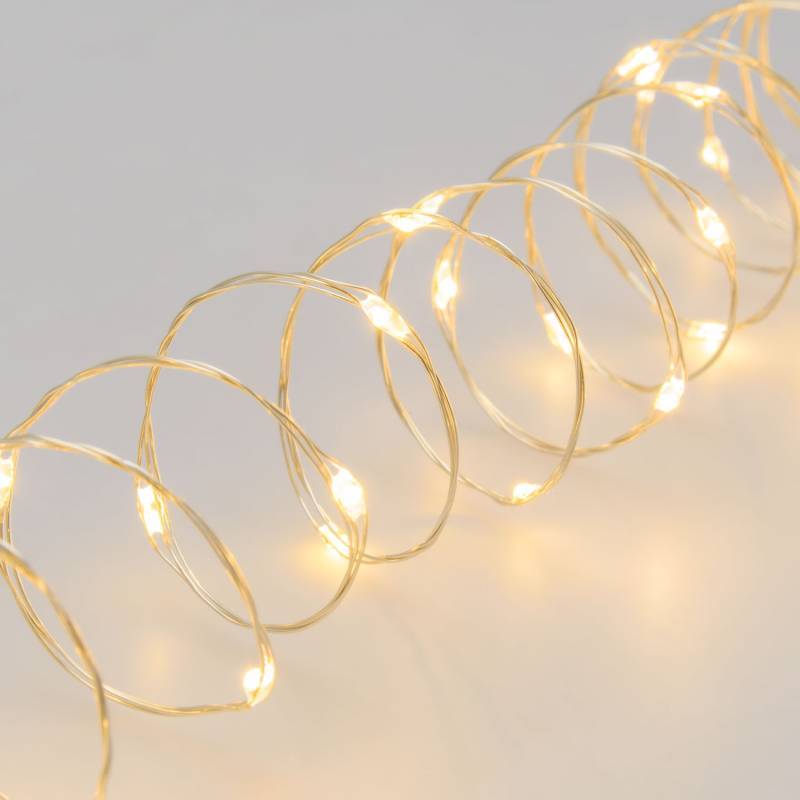 Guirlande lumineuse 20M 400 MicroLED blanc chaud 8 modes câble métal argenté 12V Lotti - Image 1