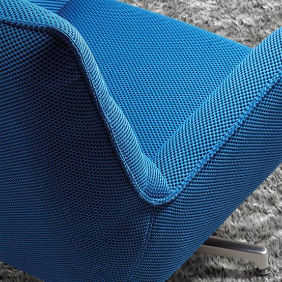 ALTOBUY - Fauteuil pivotant tissu maille mesh 3D bleu pied métal - RIVOLI - Image 4