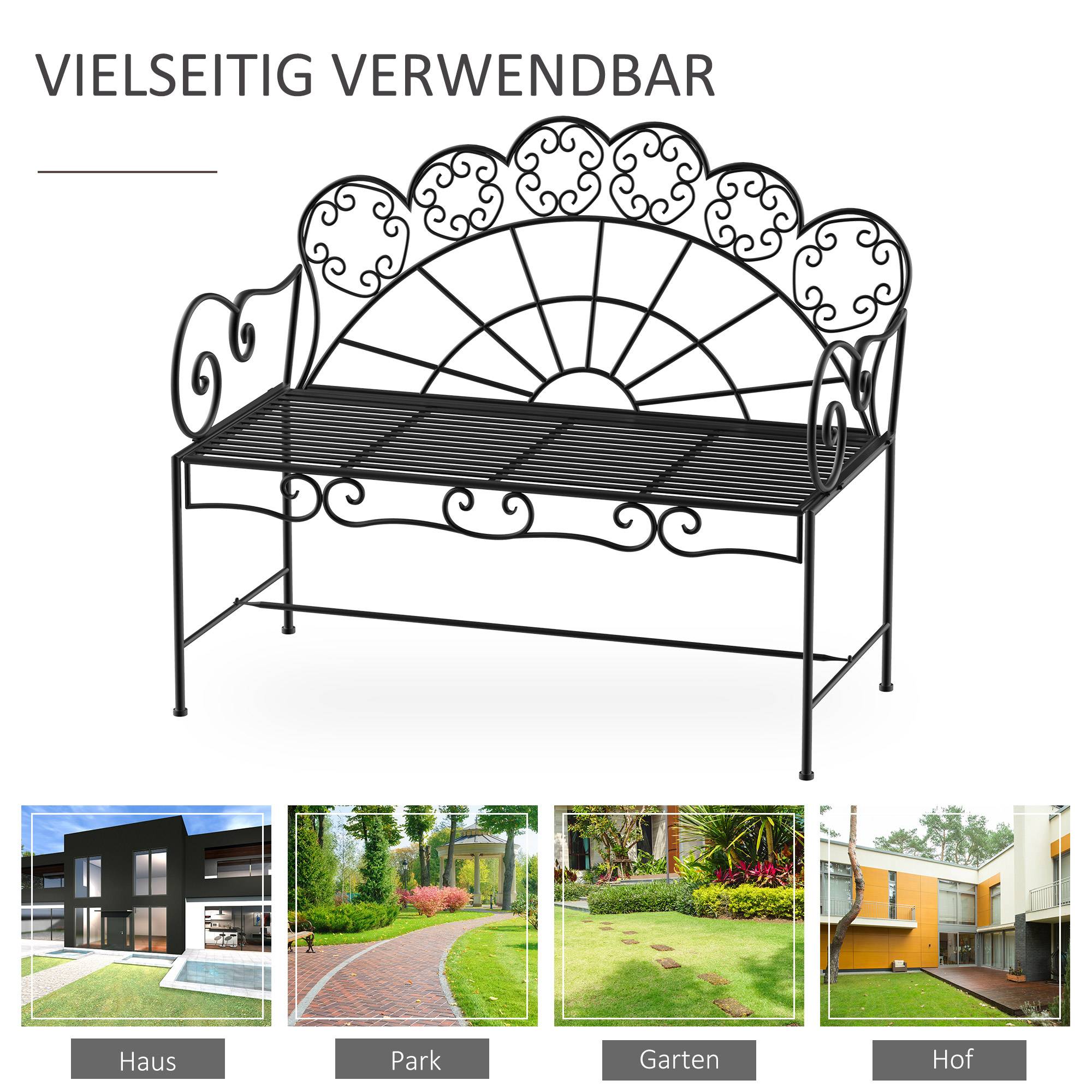 ComfortXL - Banc de jardin 2 places métal extérieur anti-rouille style vintage noir 107cm - ComfortXL Outdoor Living - Image 6