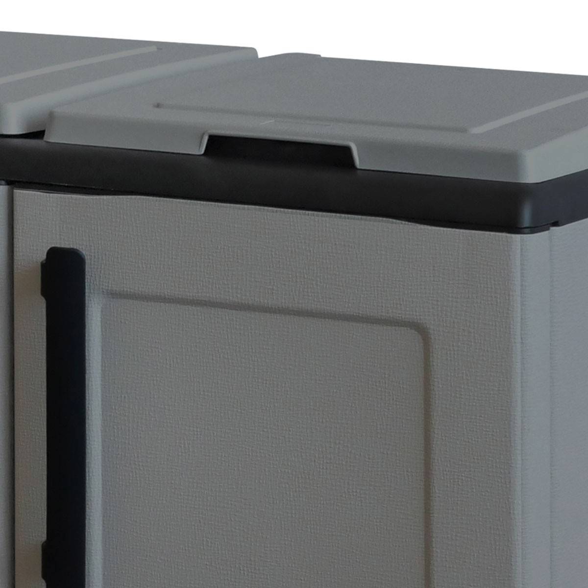 Armoire de tri Selectif 3 Sacs Gris - Meuble de Recyclage Int / Ext - Dimensions 102 x 37 x 84 cm - INTEC - Image 4