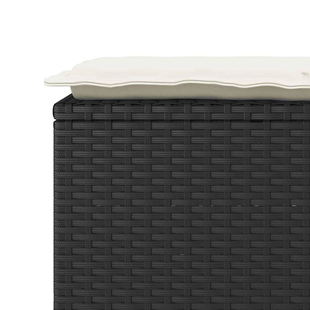 Banc de jardin - Banc Extérieur - Banquette avec coussin noir 110x40x44 cm résine tressée - Image 7