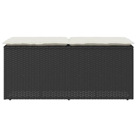 Banc de jardin - Banc Extérieur - Banquette avec coussin noir 110x40x44 cm résine tressée - Image 4