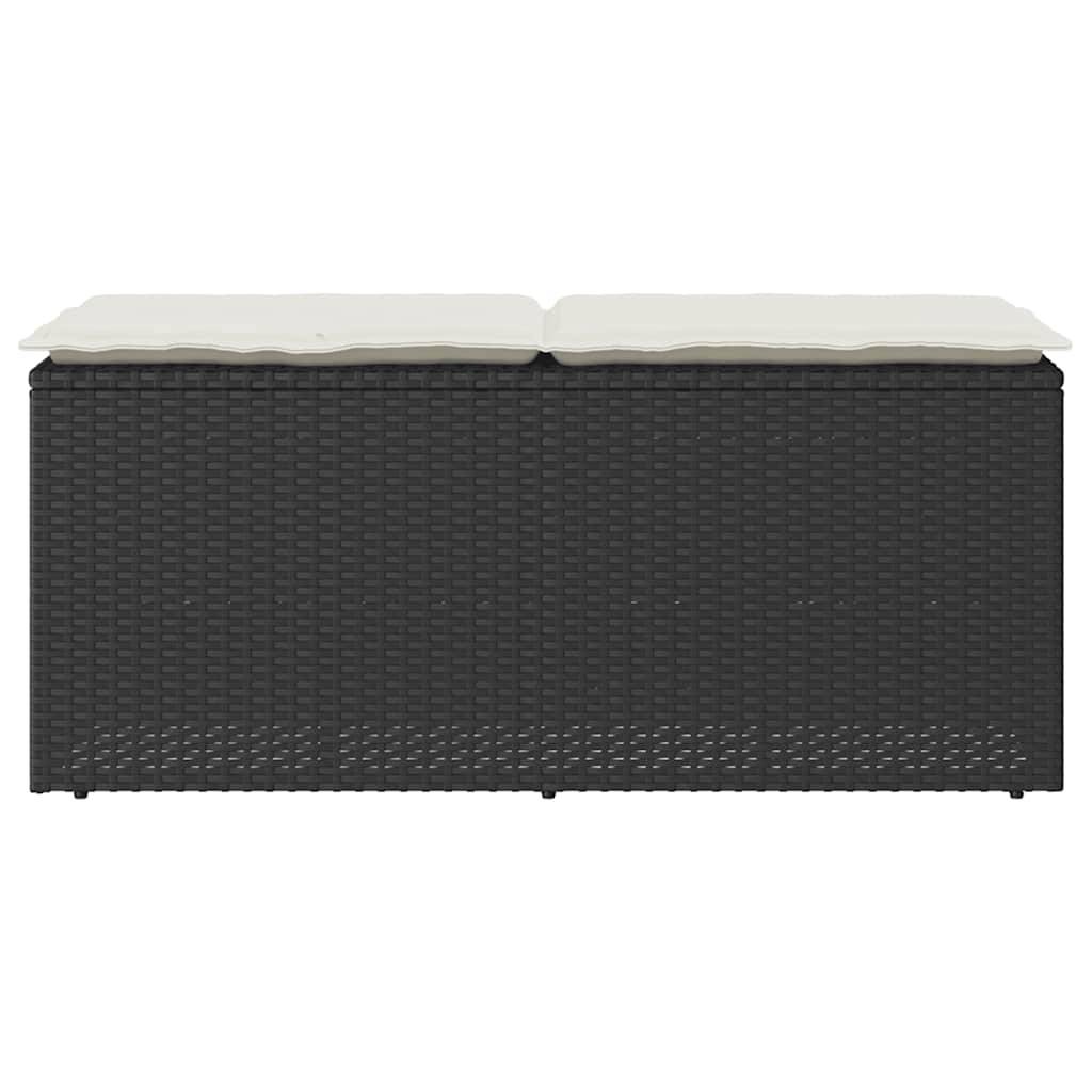 Banc de jardin - Banc Extérieur - Banquette avec coussin noir 110x40x44 cm résine tressée - Image 4