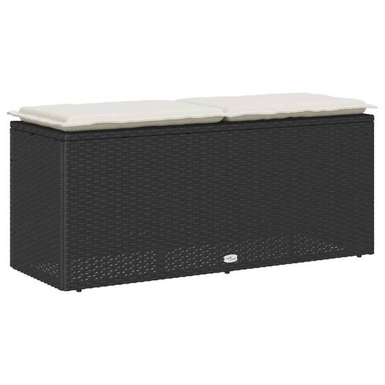 Banc de jardin - Banc Extérieur - Banquette avec coussin noir 110x40x44 cm résine tressée - Image 6