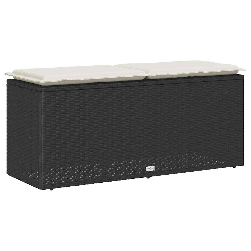 Banc de jardin - Banc Extérieur - Banquette avec coussin noir 110x40x44 cm résine tressée - Image 6