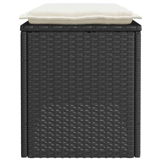 Banc de jardin - Banc Extérieur - Banquette avec coussin noir 110x40x44 cm résine tressée - Image 5