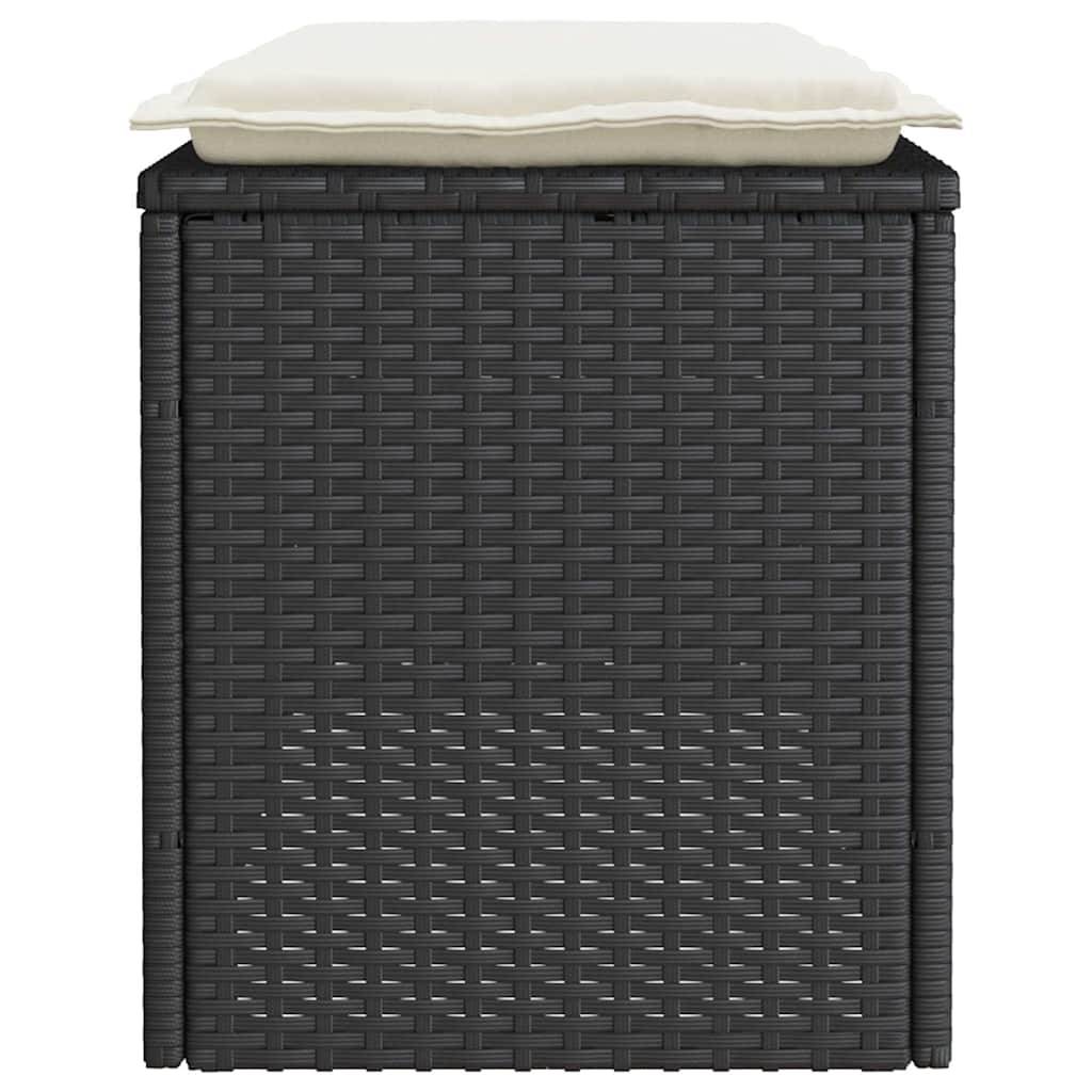 Banc de jardin - Banc Extérieur - Banquette avec coussin noir 110x40x44 cm résine tressée - Image 5