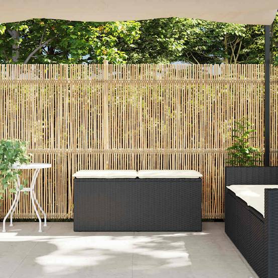 Banc de jardin - Banc Extérieur - Banquette avec coussin noir 110x40x44 cm résine tressée - Image 3