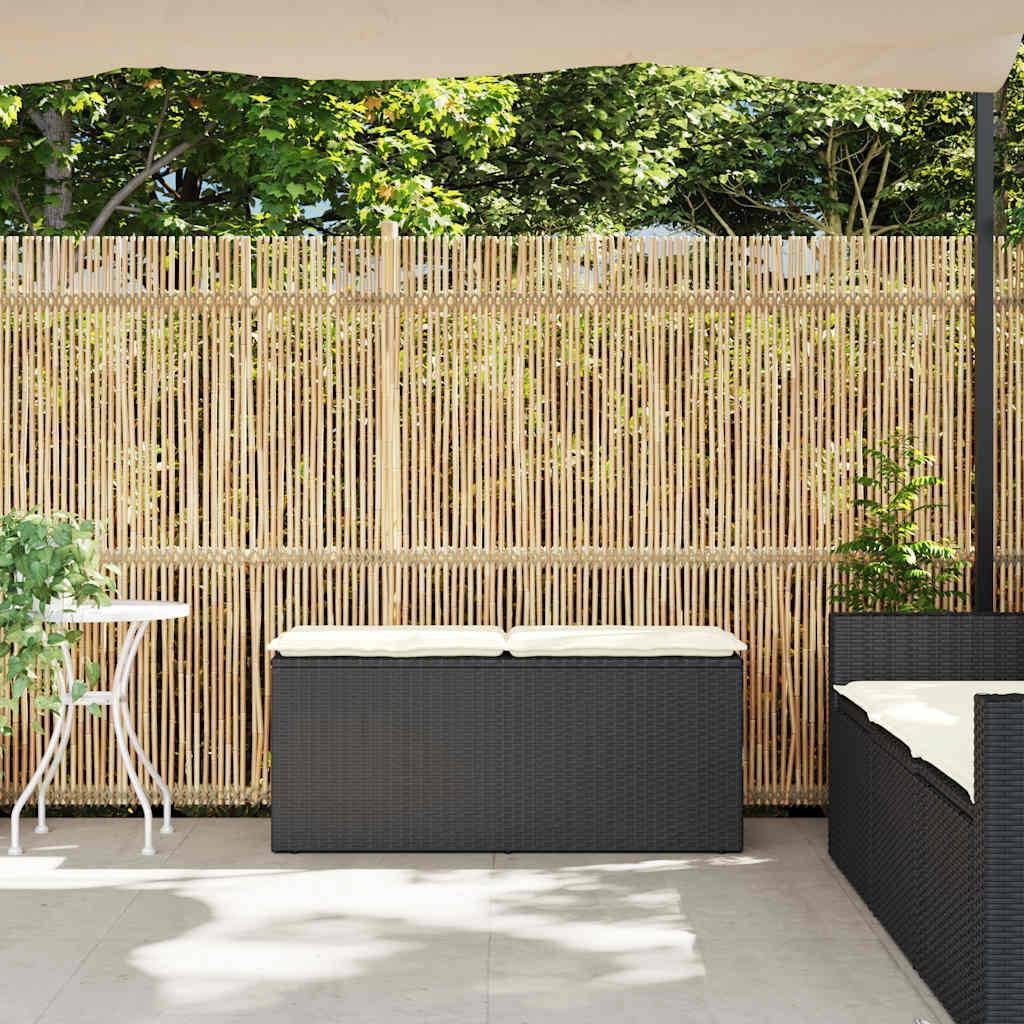 Banc de jardin - Banc Extérieur - Banquette avec coussin noir 110x40x44 cm résine tressée - Image 3