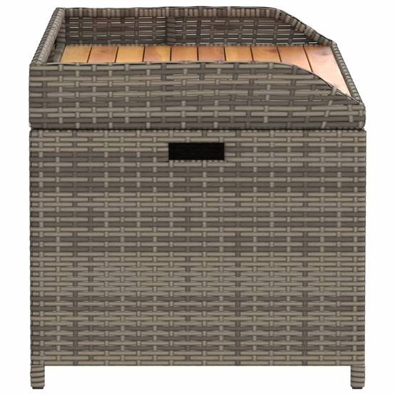 Banc Coffre Rangement Mixte Résine Tressée Bois Acacia Terrasse Gris 100cm – ComfortXL Outdoor Living - Image 5