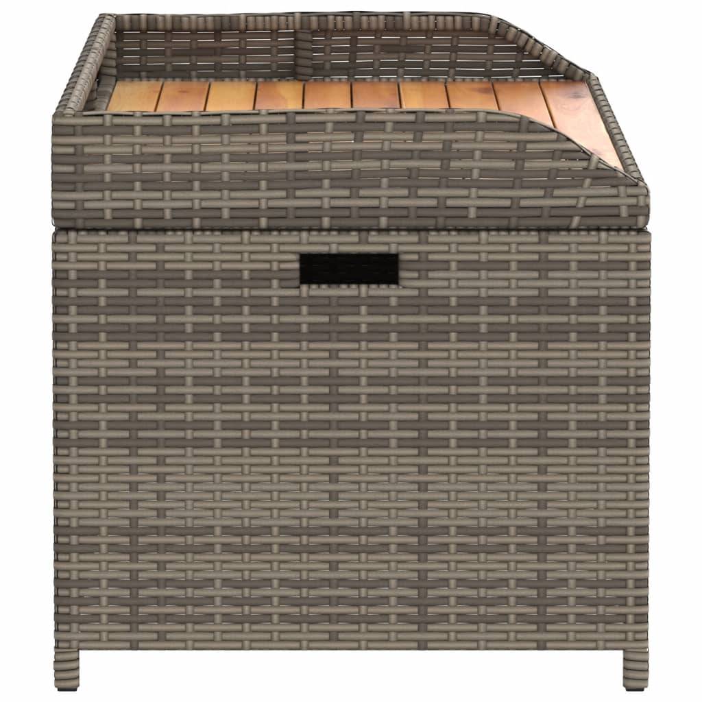 Banc Coffre Rangement Mixte Résine Tressée Bois Acacia Terrasse Gris 100cm – ComfortXL Outdoor Living - Image 5