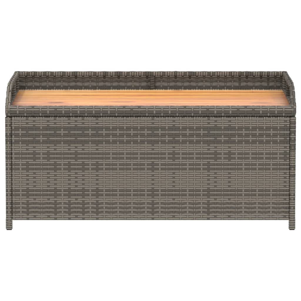Banc Coffre Rangement Mixte Résine Tressée Bois Acacia Terrasse Gris 100cm – ComfortXL Outdoor Living - Image 4