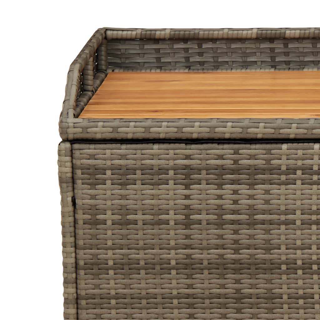 Banc Coffre Rangement Mixte Résine Tressée Bois Acacia Terrasse Gris 100cm – ComfortXL Outdoor Living - Image 9