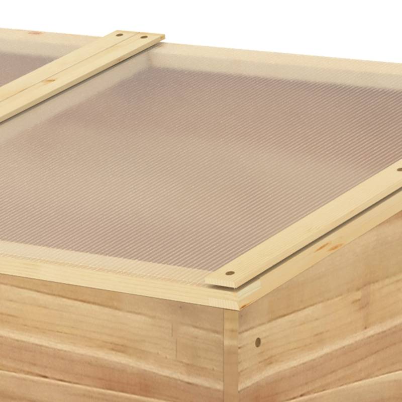 ComfortXL - Mini serre de jardin bois de sapin 100 x 50 x 24-36 cm pour semis double toit ouvrant - ComfortXL Outdoor Living - Image 7