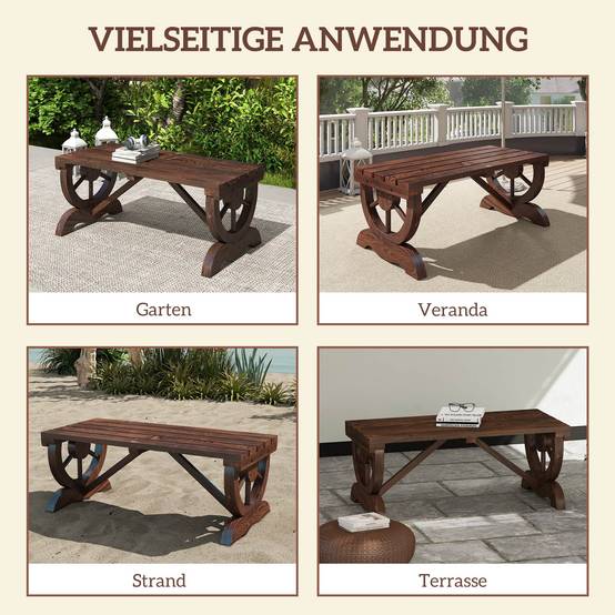Banc de jardin en bois, résistant aux intempéries, mobilier de jardin, banc rustique, naturel, 98 x 50 x 39,5 cm - Image 9
