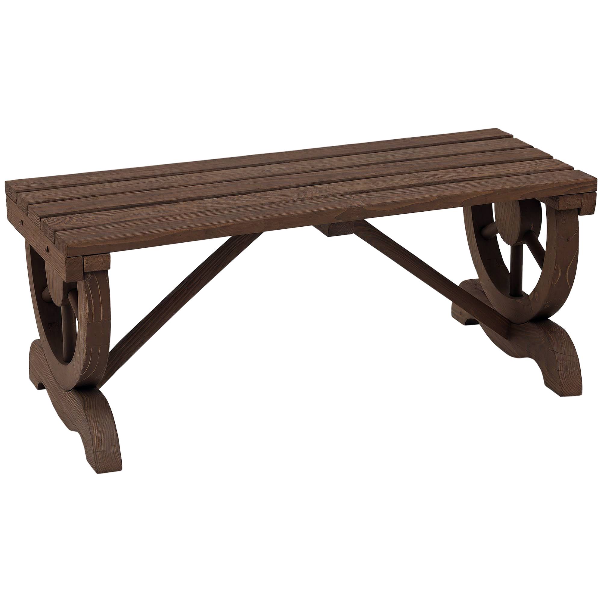 Banc de jardin en bois, résistant aux intempéries, mobilier de jardin, banc rustique, naturel, 98 x 50 x 39,5 cm - Image 1