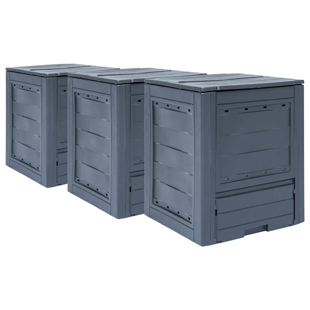 ComfortXL - Lot de 3 Composteurs Jardin Plastique aspect Rotin Très Grande Capacité 780L pour Déchets Verts Gris - ComfortXL Outdoor Living - Image 1