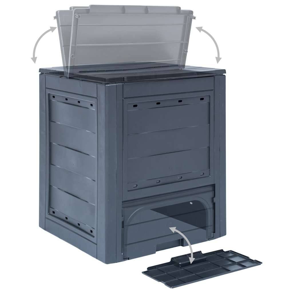 ComfortXL - Lot de 3 Composteurs Jardin Plastique aspect Rotin Très Grande Capacité 780L pour Déchets Verts Gris - ComfortXL Outdoor Living - Image 4