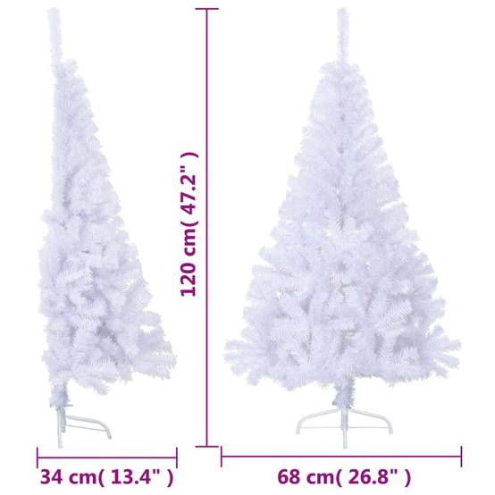 Vidaxl - Sapin de Noël artificiel moitié avec support blanc 120 cm PVC vidaXL 328417 - Image 3