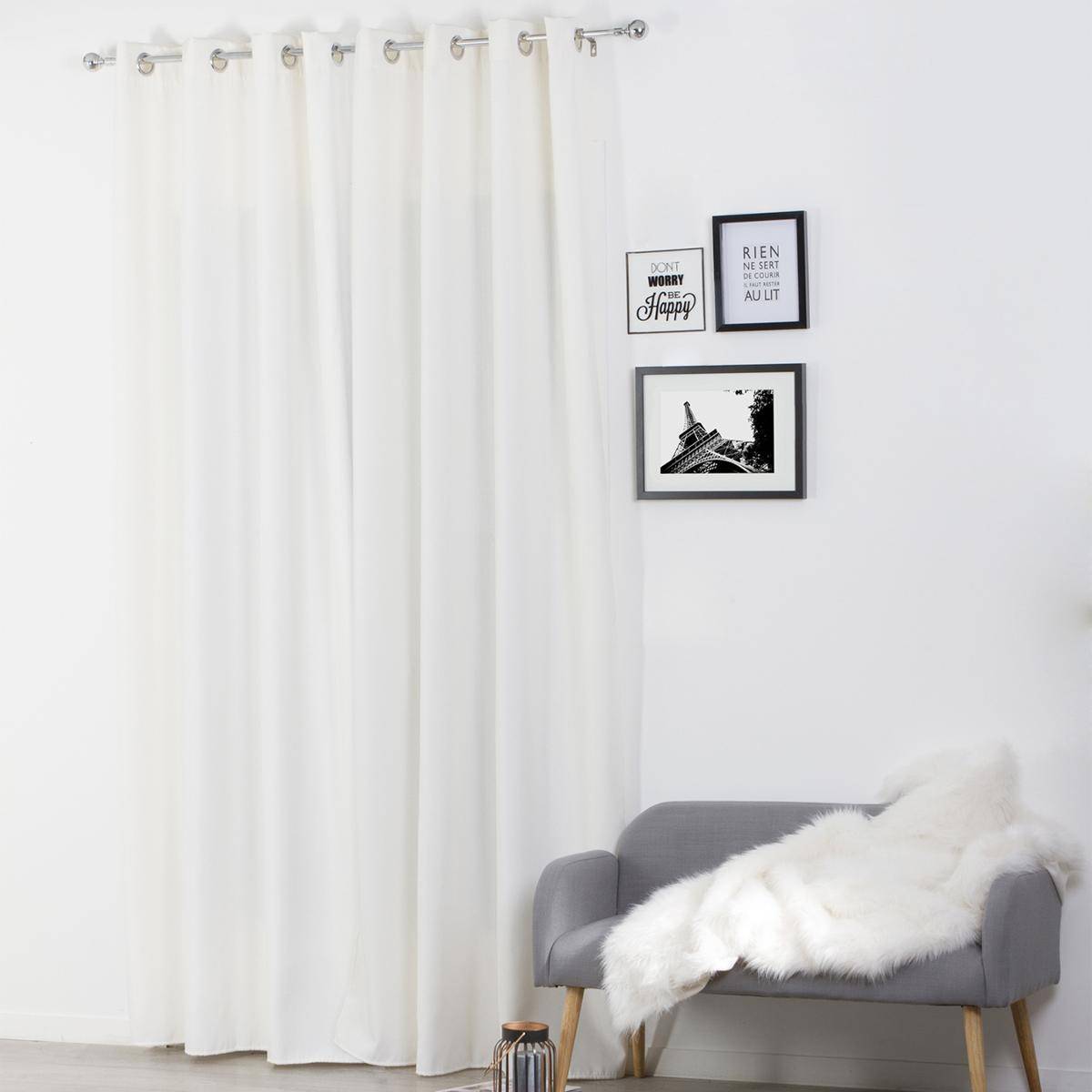 Atmosphera - Lot de 2 Rideaux à  œillets isolant Ivoire 140 x 260 cm - Image 3