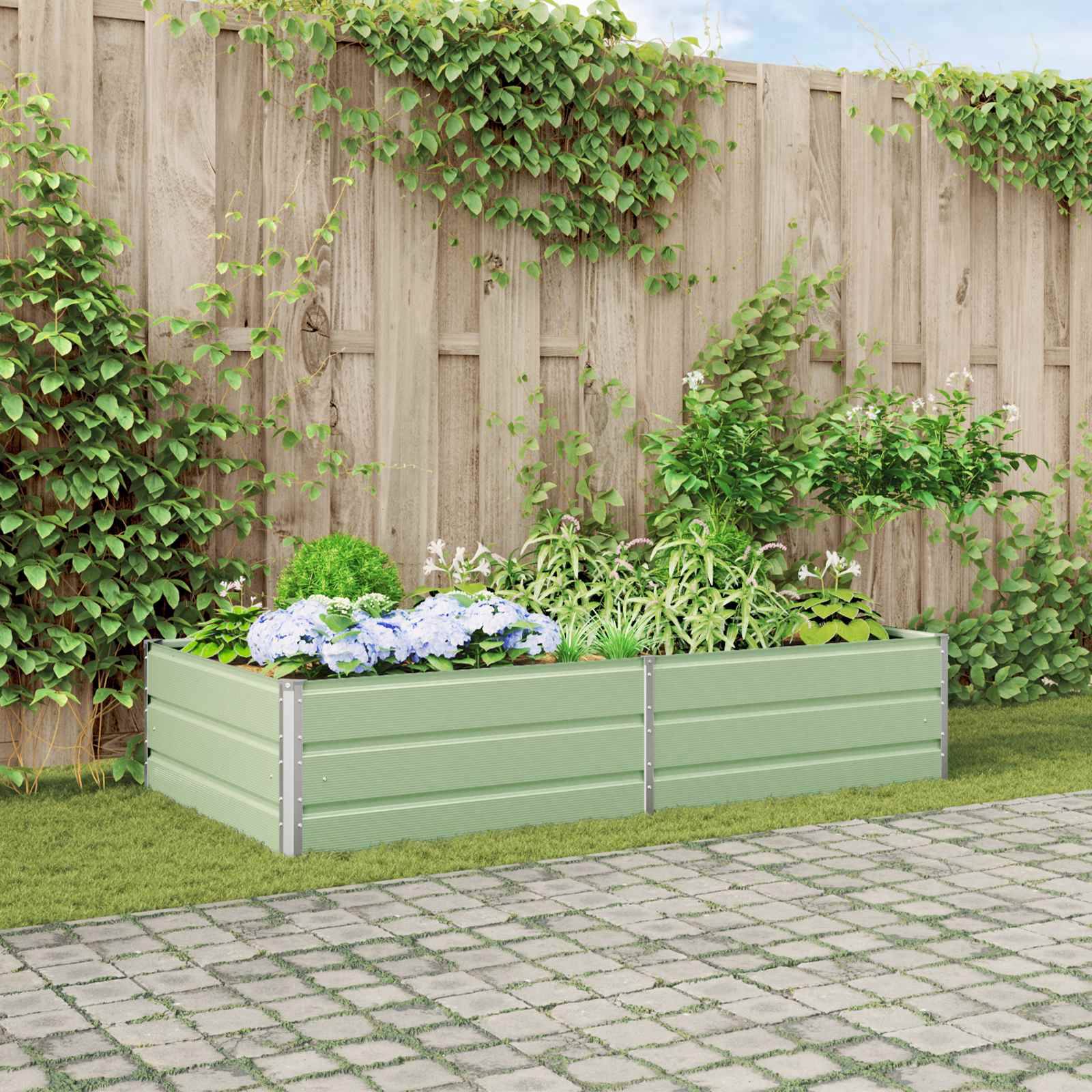 Jardinière acier galvanisé vert pastel 195 x 100 x 45 cm - PANGIVO