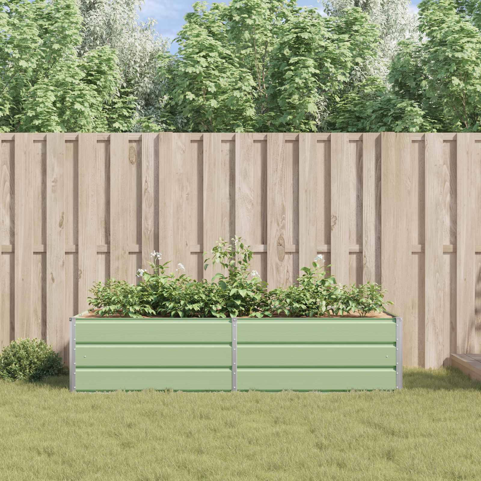 Jardinière acier galvanisé vert pastel 195 x 100 x 45 cm - PANGIVO - Image 4