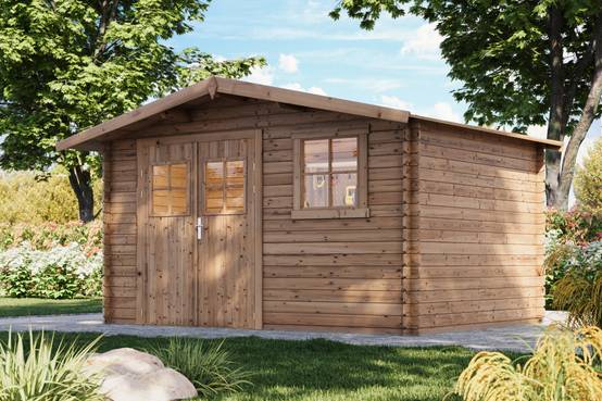 Abri de jardin en bois traité, surface utile 9,9m², 388x298cm, ep 28mm, INT043 / GARTFLEX - Image 2