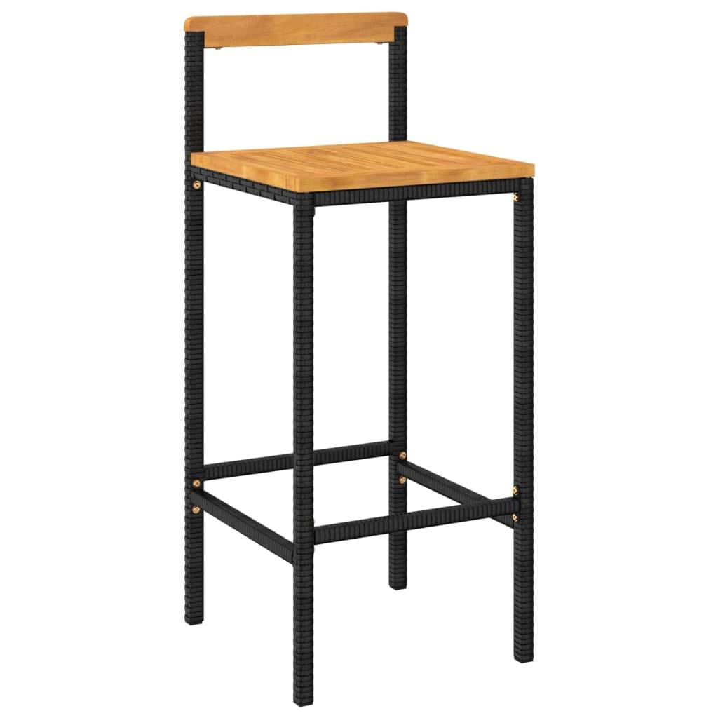 Helloshop26 - Ensemble de bar de jardin meuble extérieur terrasse 9 pièces noir poly rotin/bois massif acacia - Image 2