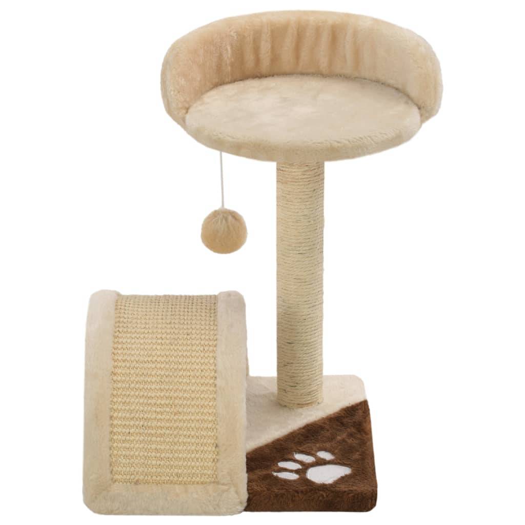 Arbre à chat sisal et peluche beige et marrons 30 x 30 x 40 cm, Poids:2.05kg - PANGIVO - Image 4