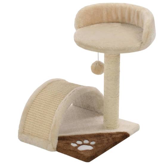 Arbre à chat sisal et peluche beige et marrons 30 x 30 x 40 cm, Poids:2.05kg - PANGIVO - Image 2