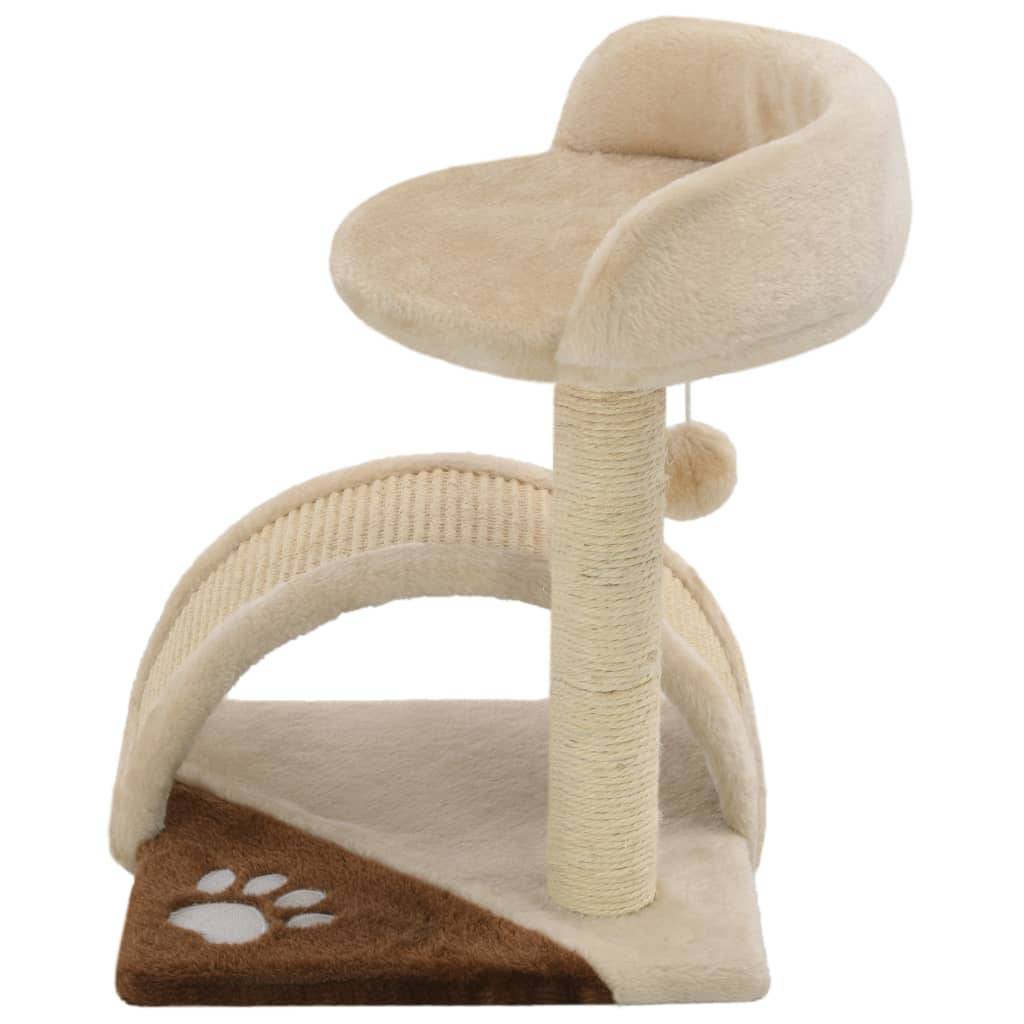 Arbre à chat sisal et peluche beige et marrons 30 x 30 x 40 cm, Poids:2.05kg - PANGIVO - Image 3
