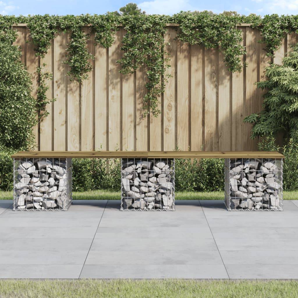 Maison Chic - Banc de jardin - Banc d'extérieur - Banquette design gabion 203x31x42 cm bois de pin imprégné - Image 2