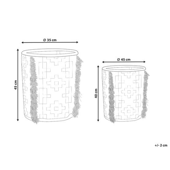 Paniers Blanc Cassé et Gris en Coton 40/45 cm Ronds Faits Main Rangement Intérieur pour Linge Facile à Entretenir Lot de 2 - Image 3