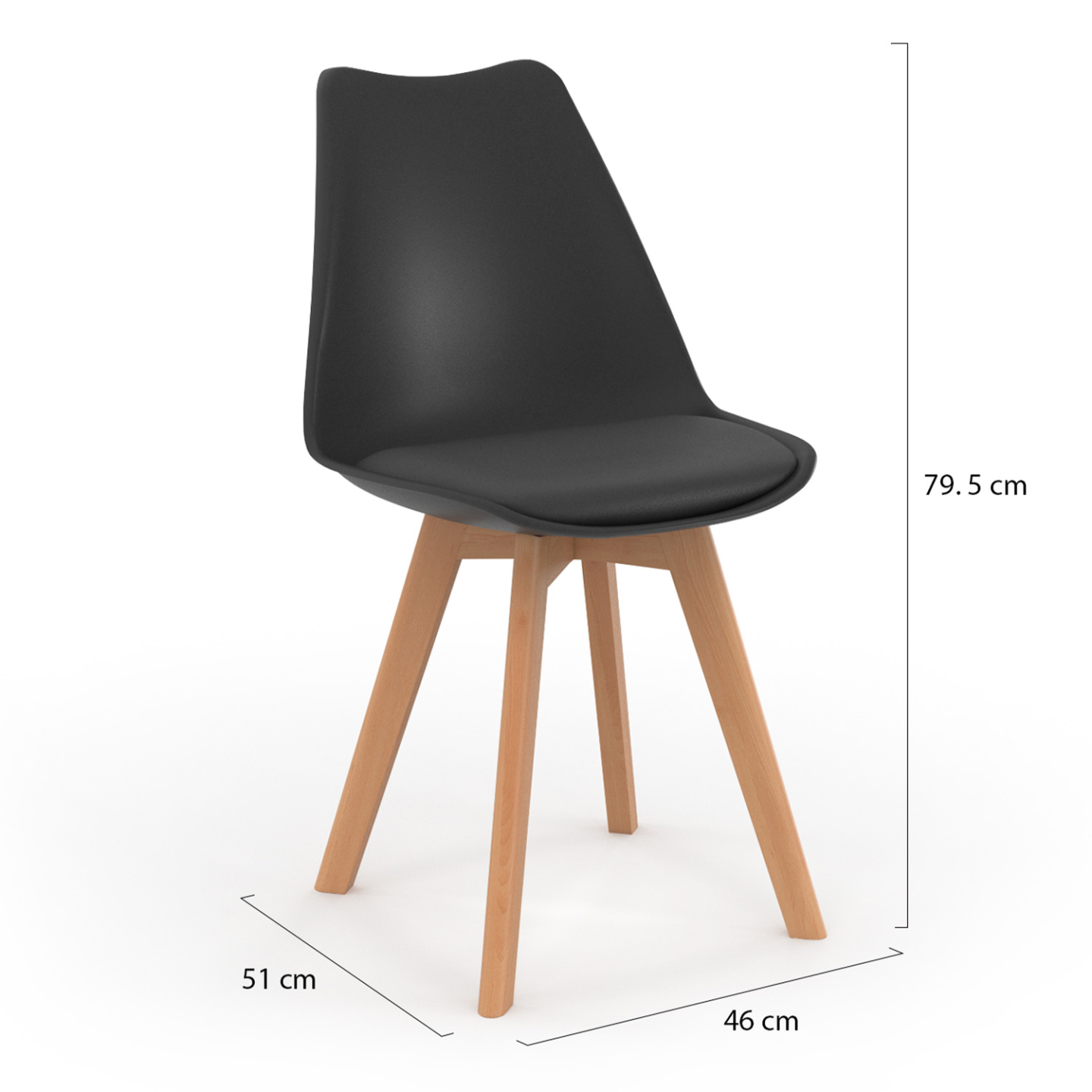 Lot de 4 chaises scandinaves SARA noires pour salle à manger - Image 5
