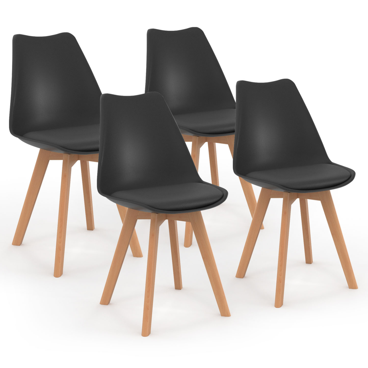 Lot de 4 chaises scandinaves SARA noires pour salle à manger - Image 2