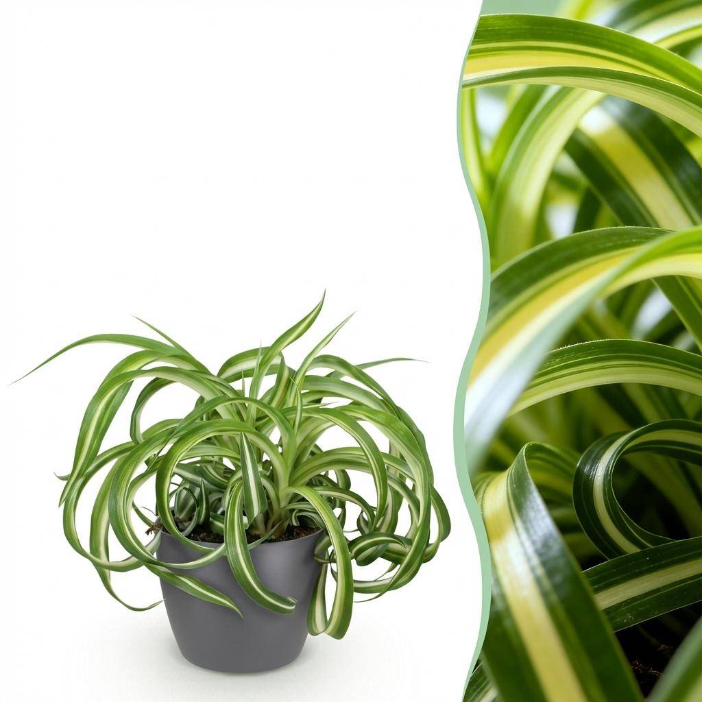 Chlorophytum comosum Bonnie - Pet-friendly - Pot de 12cm - Hauteur 20cm - 1 plante - Gris - Plantes d'intérieur