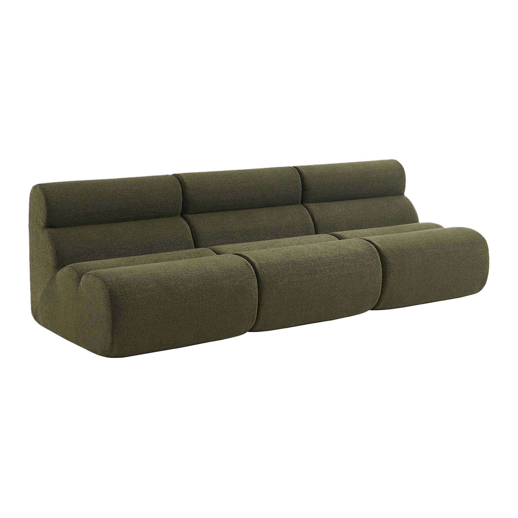 sweeek - Lot de 3 chauffeuses compressées bouclette texturée kaki 1 place - L 81 x P 99 x H 75cm - Nova | sweeek - Image 2