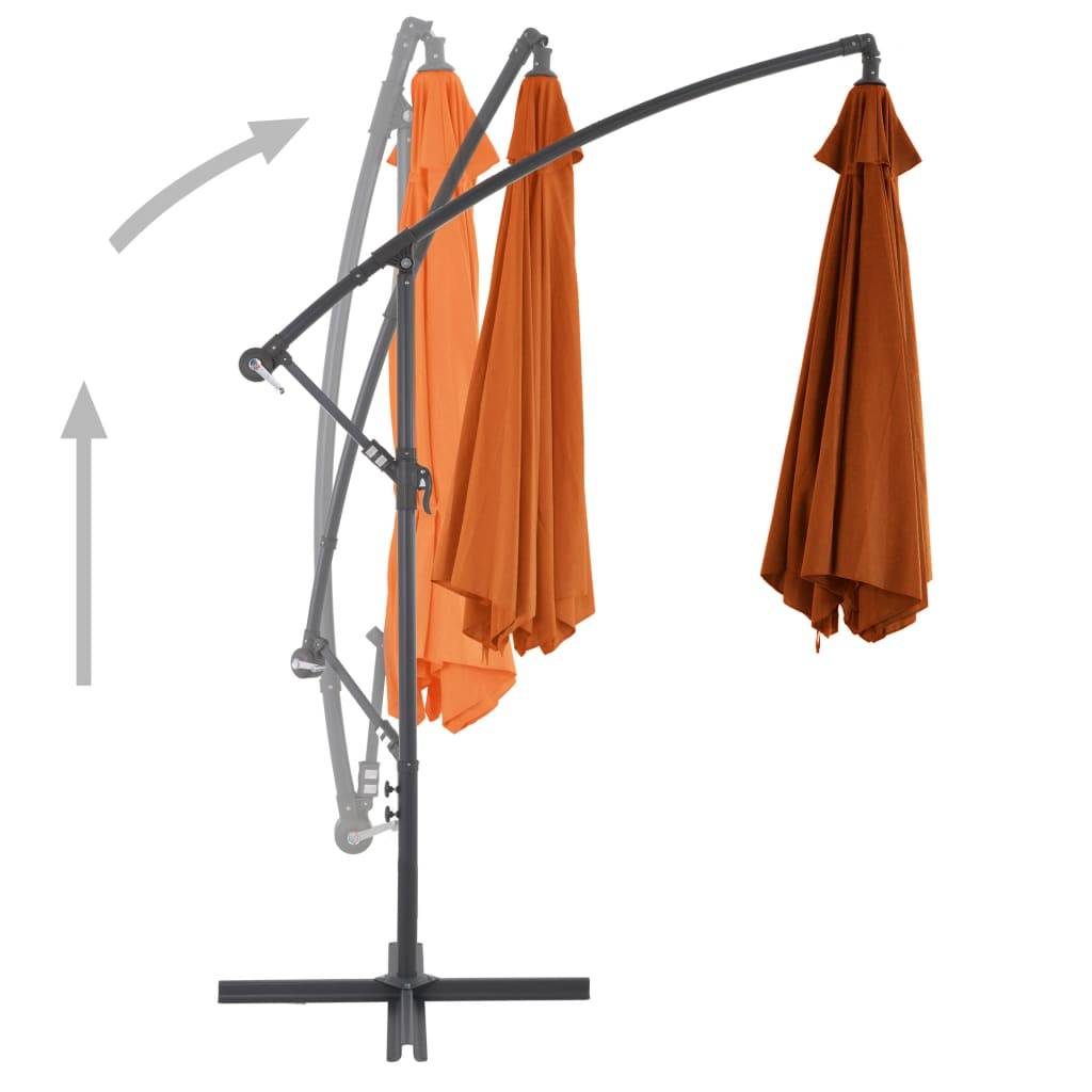 Parasol déporté avec mât en aluminium 300 cm orange - Image 4