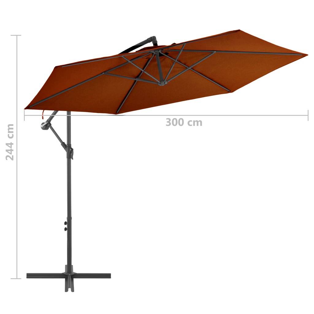 Parasol déporté avec mât en aluminium 300 cm orange - Image 7
