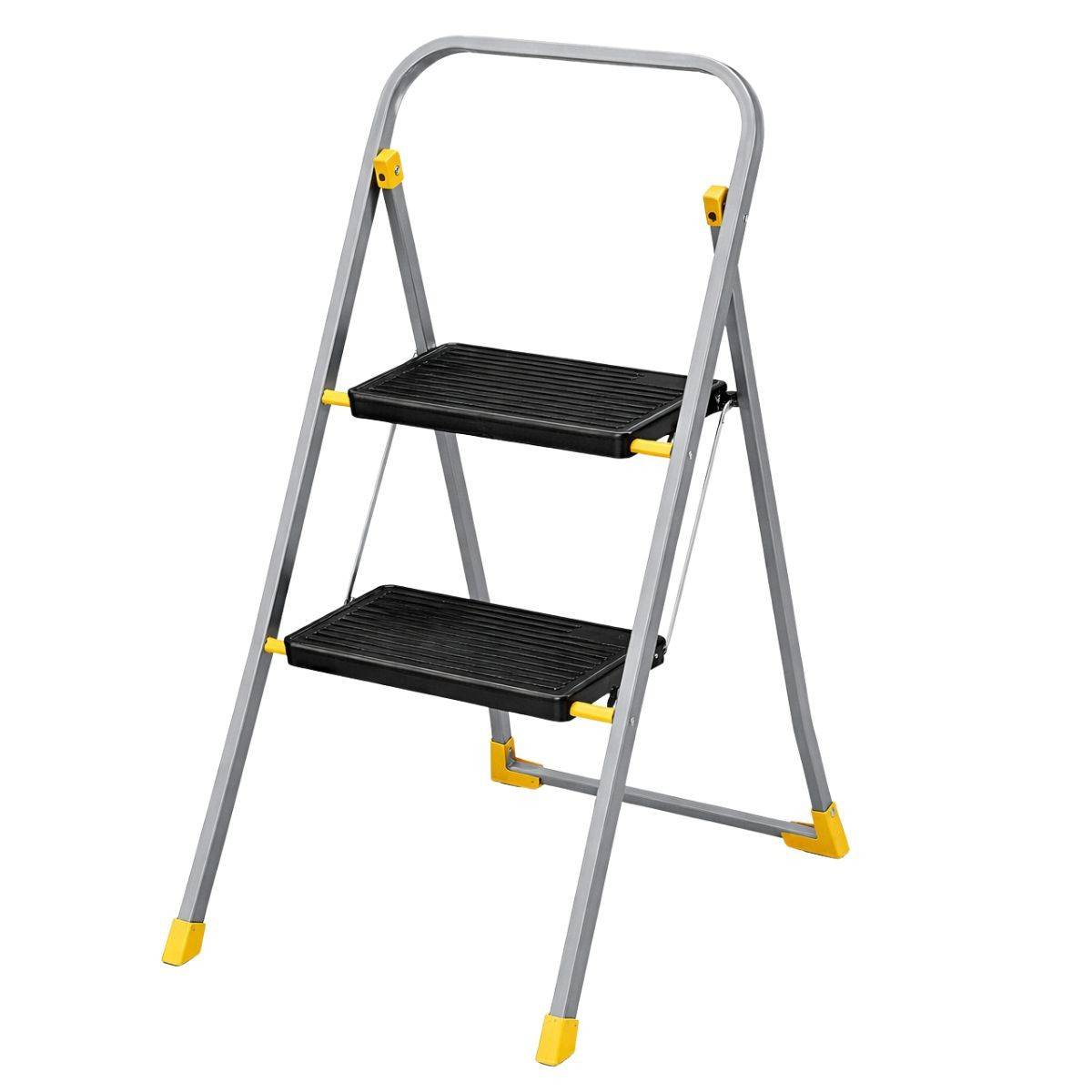 Intec - Escabeau 2 marches pliable Charge 150kg Marche-pied Pliable Pieds anti-dérapants Bricolage Maison Chantier INTEC - Image 1