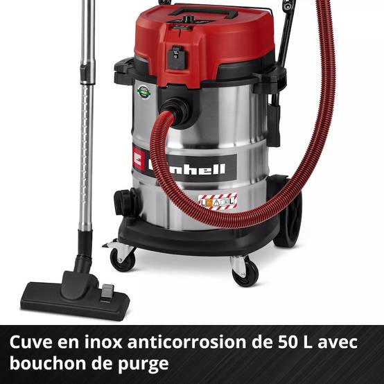 Einhell - Aspirateur eau et poussières – 50 L – 230 mbar – 1 300 W – Filtre HEPA – Classe L – Cuve inox Einhell - Image 6