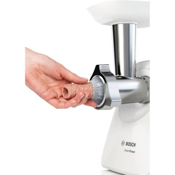 Bosch - Hachoir Electrique  a viande SmartPower - BOSCH - MFW2520W - 2 grilles de hachoir - Garnisseur de saucisses - Blanc - Image 6