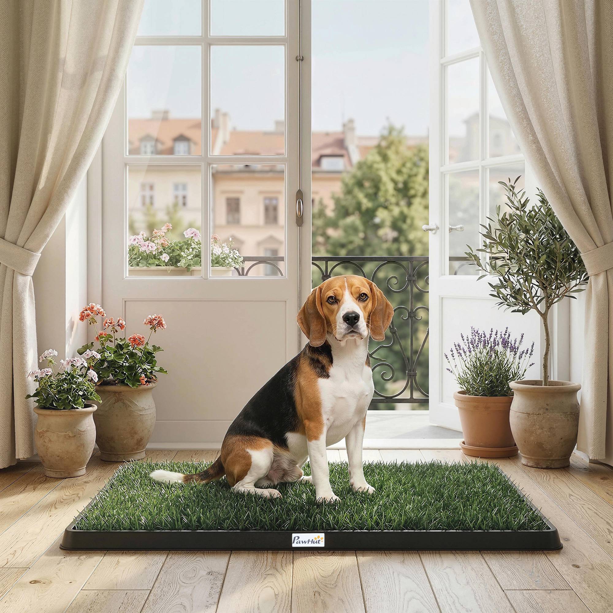 ComfortXL - Toilette pour chien plastique 76 x 50,5 cm noir vert balcon intérieur apprentissage propreté avec gazon - Image 1