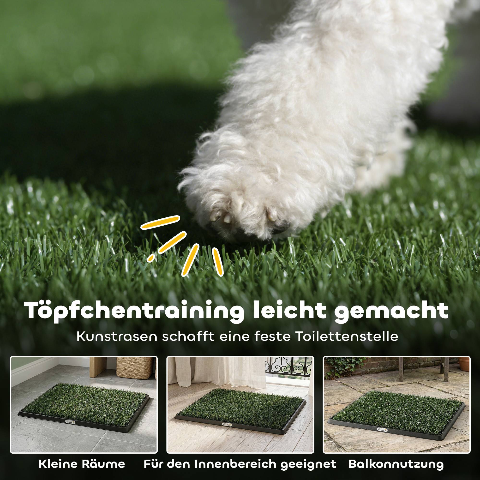 ComfortXL - Toilette pour chien plastique 76 x 50,5 cm noir vert balcon intérieur apprentissage propreté avec gazon - Image 4