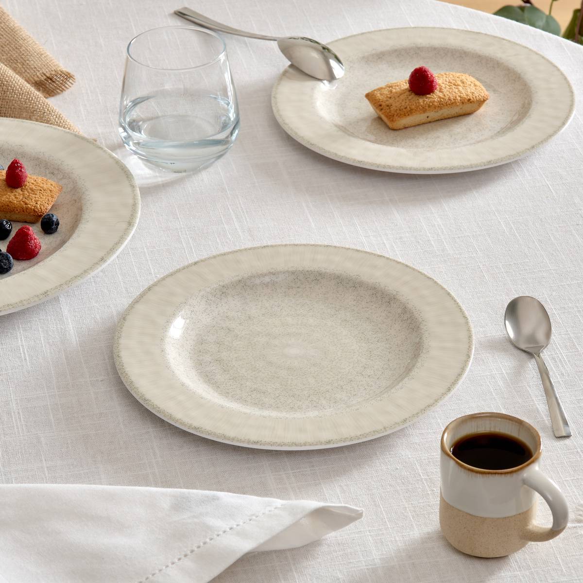 Atmosphera - Lot de 6 assiettes dessert Solene D23cm beige - Atmosphera Créateur d'intérieur