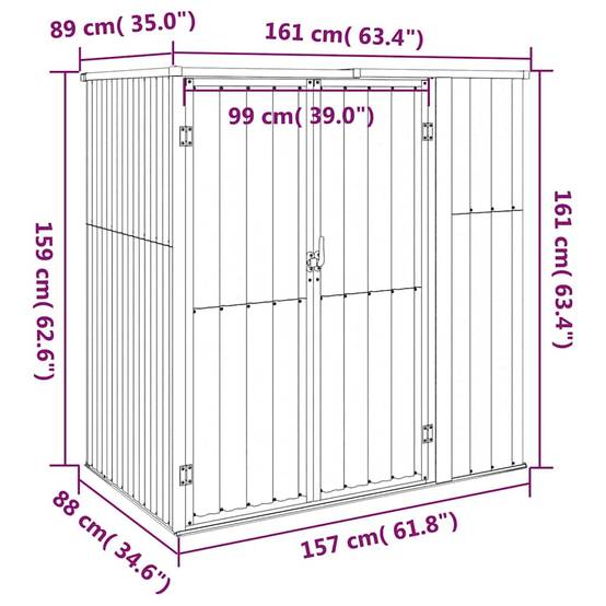 Vidaxl - Abri à outils de jardin anthracite 161x89x161cm Métal galvanisé vidaXL 316211 - Image 3