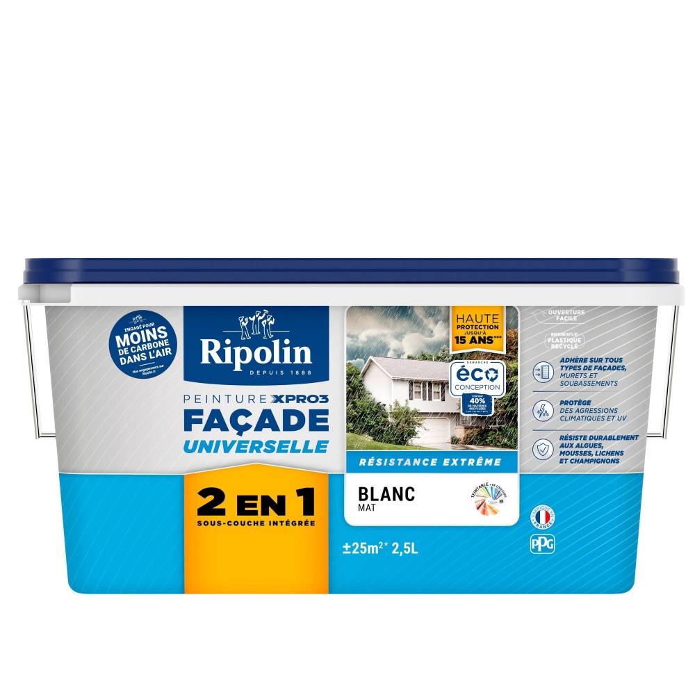Ripolin - Peinture extérieure facade RIPOLIN blanc mat 2.5l